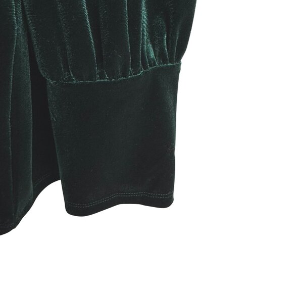 Chico's Velvet Top Womens Size 4 Green Puff Sleeve Romantic Holiday TP-3264 - Picture 5 of 8